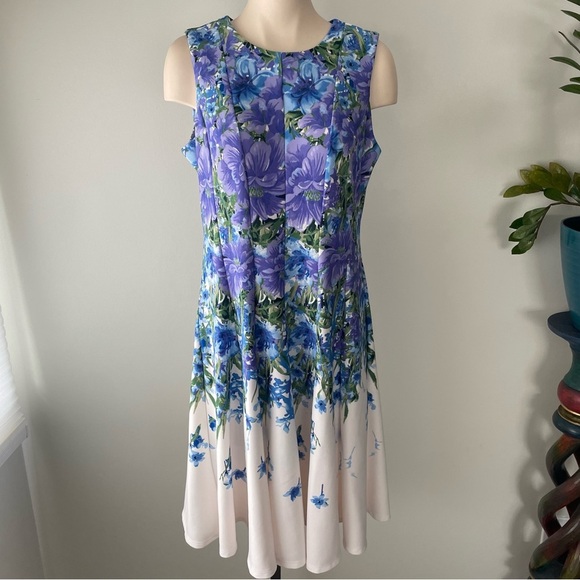 Laura Petites Floral Sleeveless Midi Dress Size 12P - Picture 1 of 9
